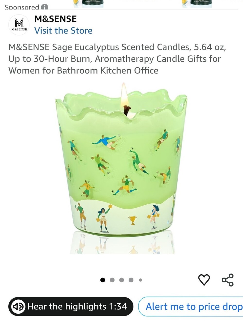 Sage Eucalyptus Scented Candle – Green 30 Hour Burn Soccer Theme
